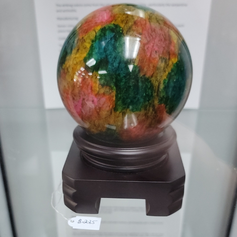 Green and Pink Marble Sculpture Sphere